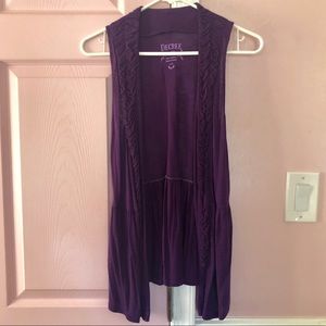 Sleeveless, Flowy Purple Cardigan